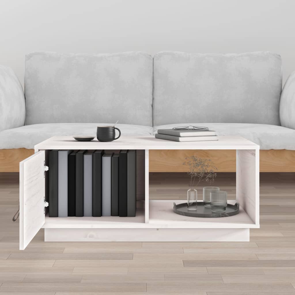 Coffee Table White 80x50x35.5 cm Solid Wood Pine