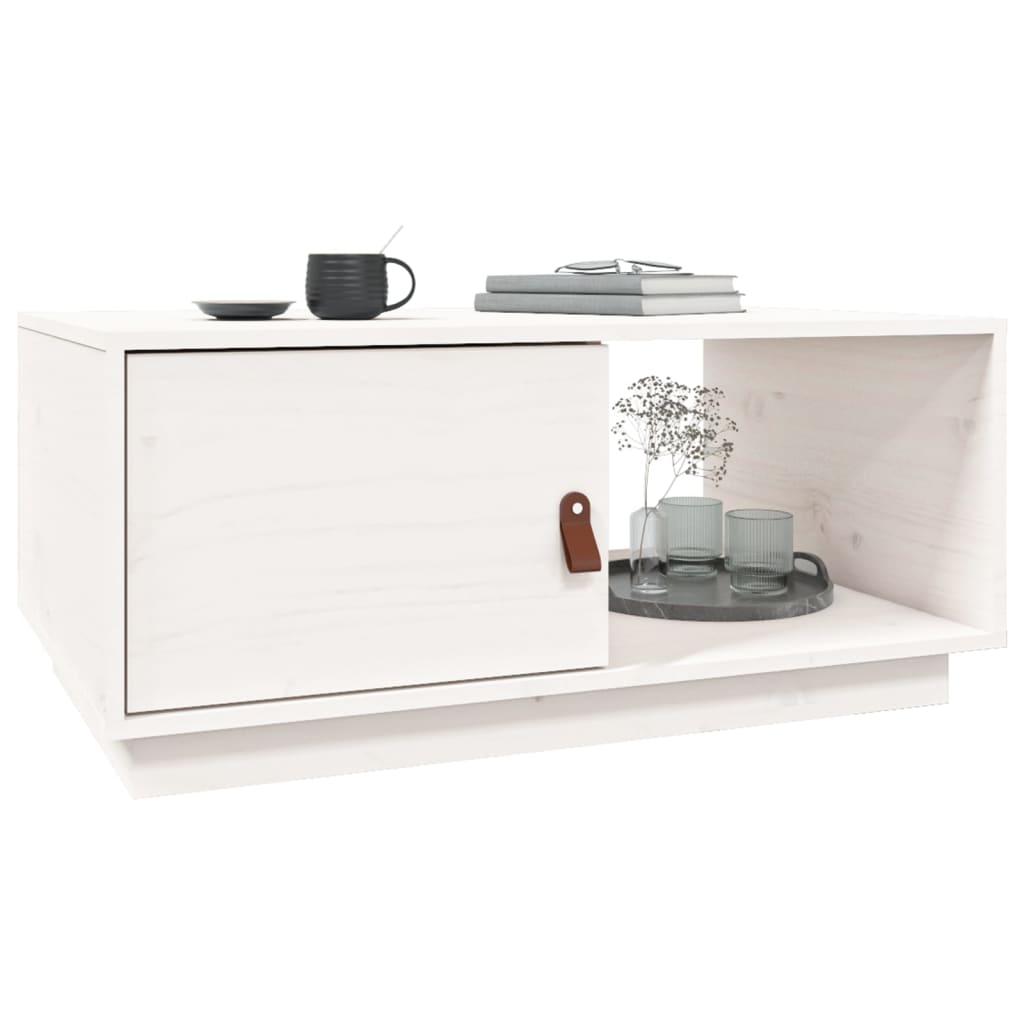 Coffee Table White 80x50x35.5 cm Solid Wood Pine