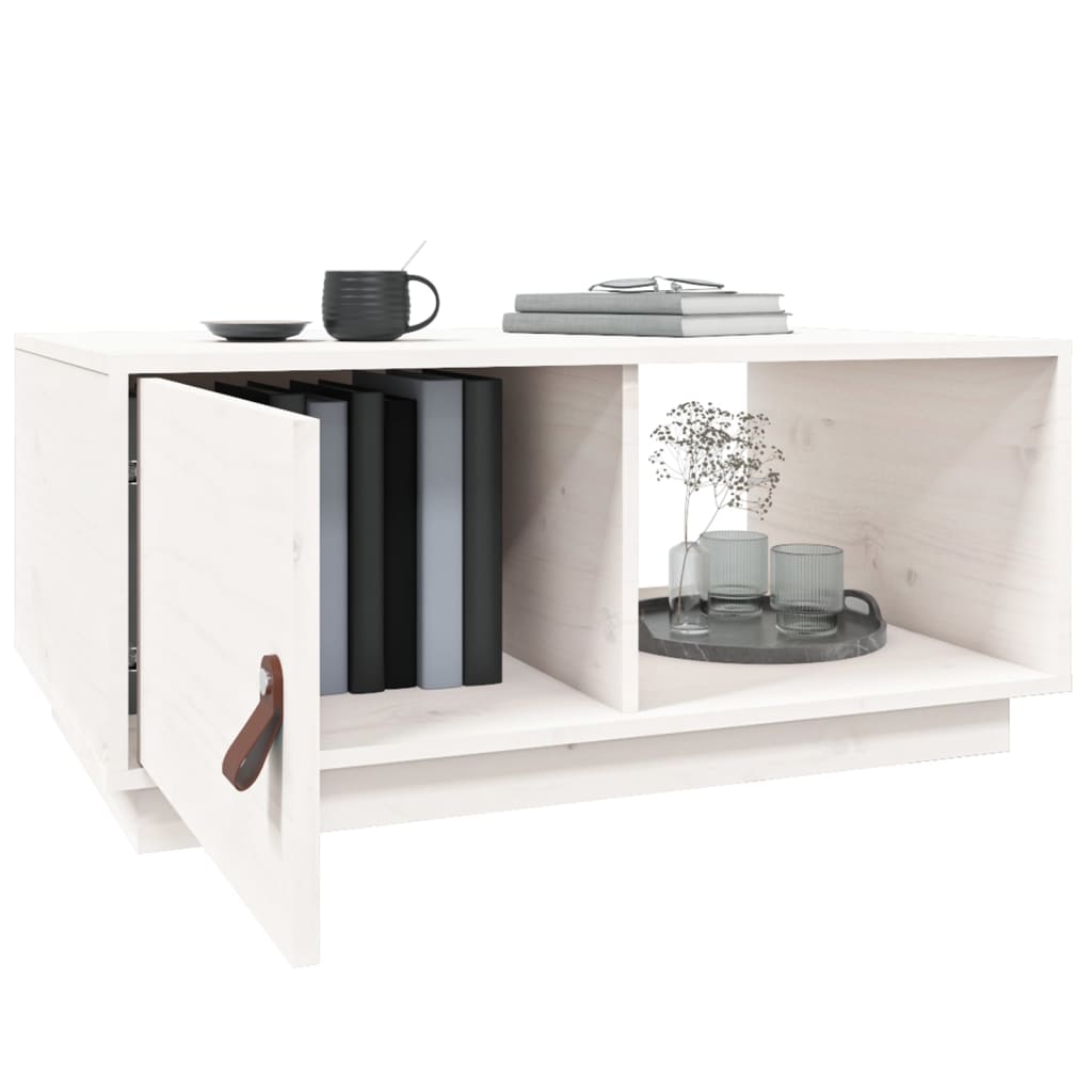 Coffee Table White 80x50x35.5 cm Solid Wood Pine