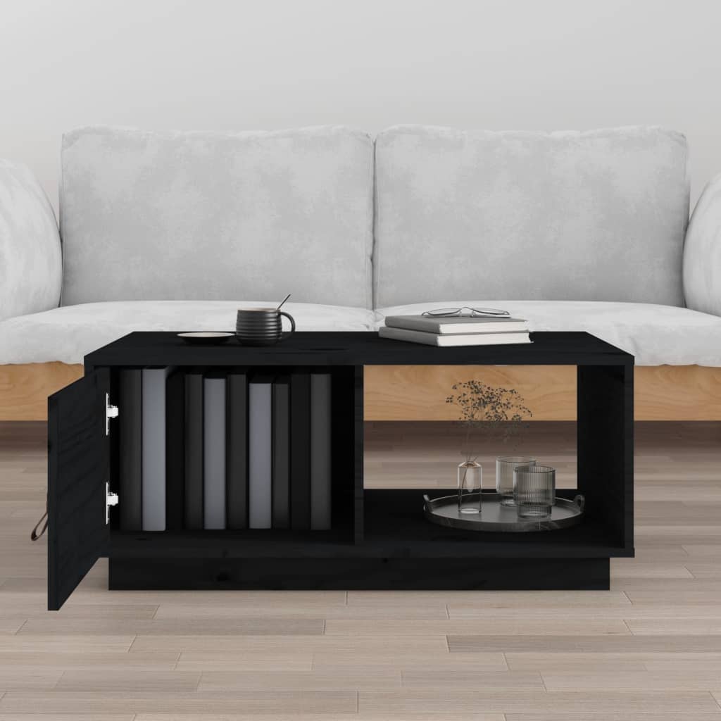 Coffee Table Black 80x50x35.5 cm Solid Wood Pine