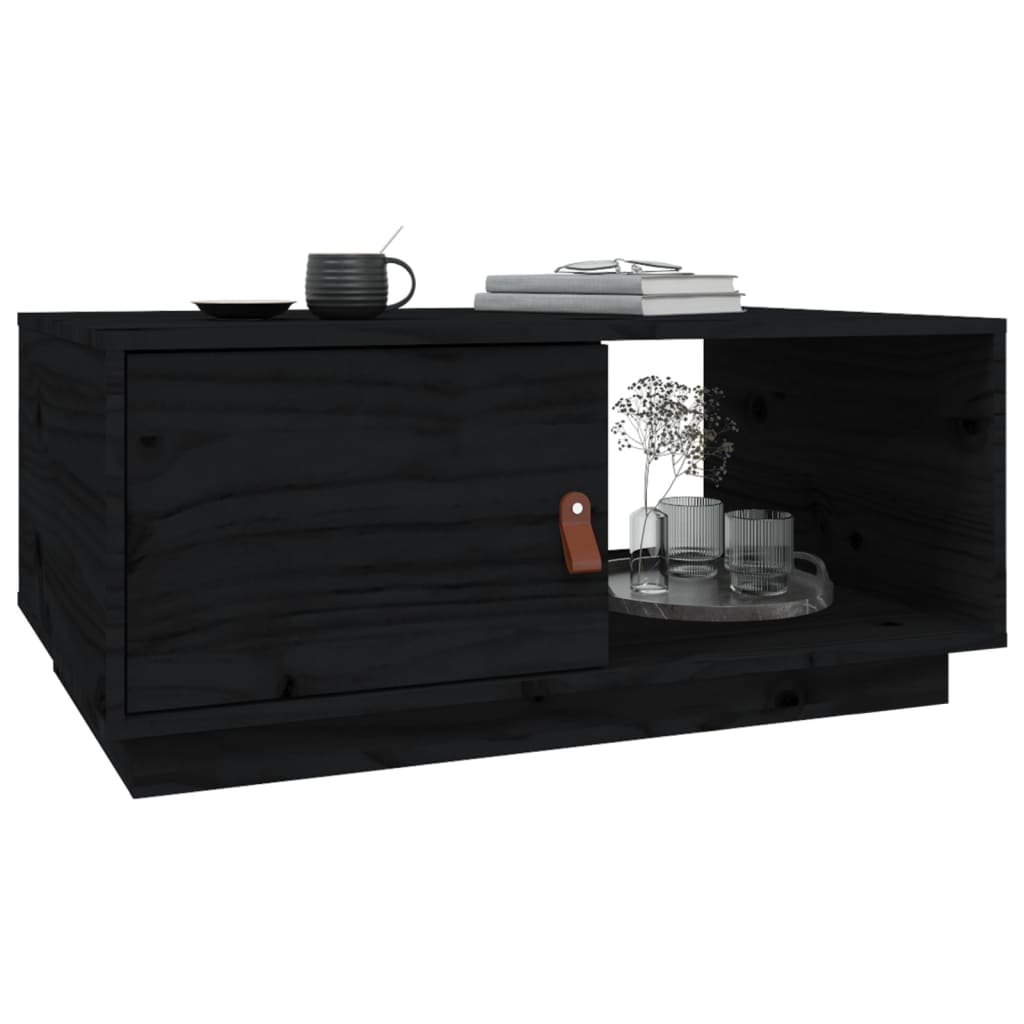 Coffee Table Black 80x50x35.5 cm Solid Wood Pine