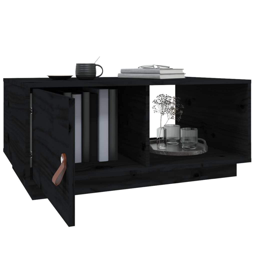 Coffee Table Black 80x50x35.5 cm Solid Wood Pine