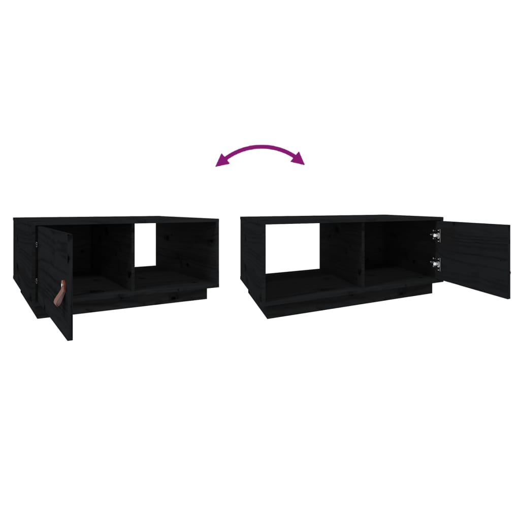 Coffee Table Black 80x50x35.5 cm Solid Wood Pine