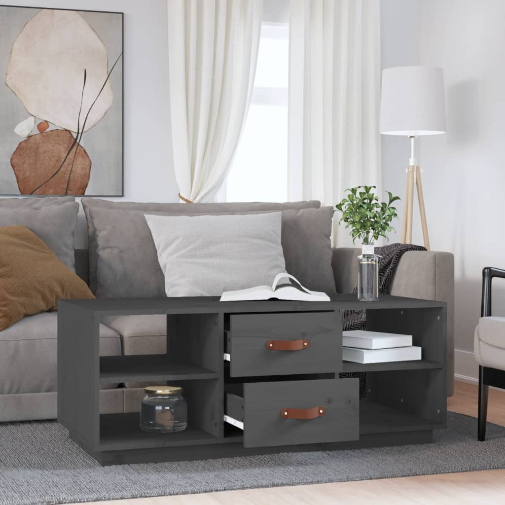 Coffee Table Grey 100x50x41 cm Solid Wood Pine