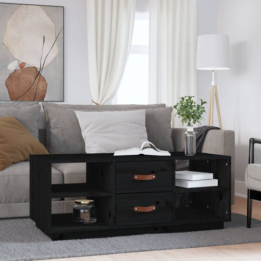 Coffee Table Black 100x50x41 cm Solid Wood Pine