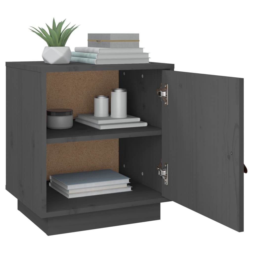 Bedside Cabinets 2 pcs Grey 40x34x45 cm Solid Wood Pine