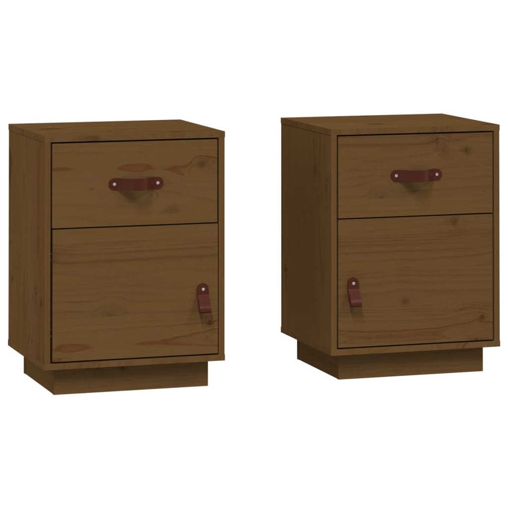 Bedside Cabinets 2 pcs Honey Brown 40x34x55 cm Solid Wood Pine