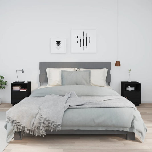 Bedside Cabinets 2 pcs Black 40x34x55 cm Solid Wood Pine