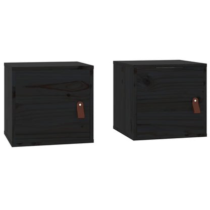 Wall Cabinets 2 pcs Black 31.5x30x30 cm Solid Wood Pine
