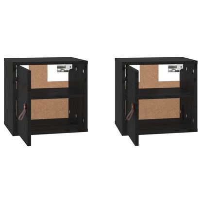 Wall Cabinets 2 pcs Black 31.5x30x30 cm Solid Wood Pine