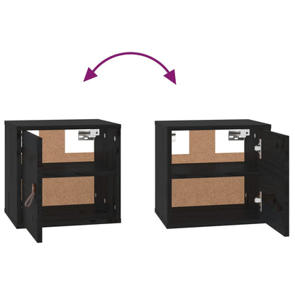 Wall Cabinets 2 pcs Black 31.5x30x30 cm Solid Wood Pine