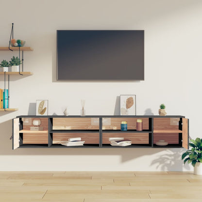 Wall Cabinets 2 pcs Grey 80x30x30 cm Solid Wood Pine