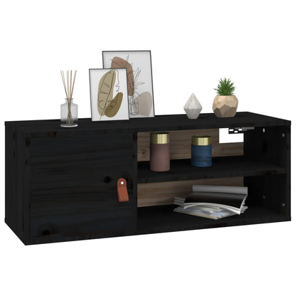 Wall Cabinets 2 pcs Black 80x30x30 cm Solid Wood Pine