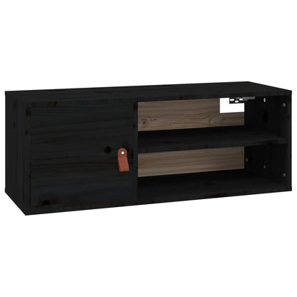 Wall Cabinets 2 pcs Black 80x30x30 cm Solid Wood Pine