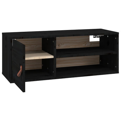 Wall Cabinets 2 pcs Black 80x30x30 cm Solid Wood Pine