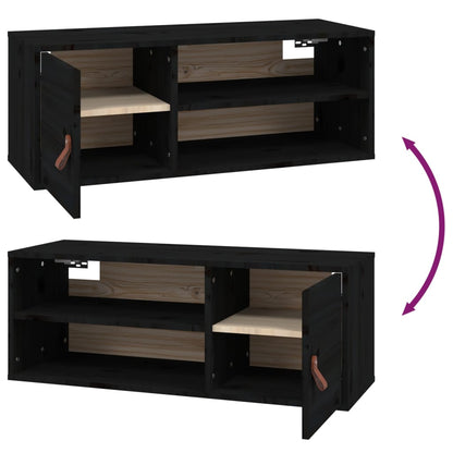 Wall Cabinets 2 pcs Black 80x30x30 cm Solid Wood Pine