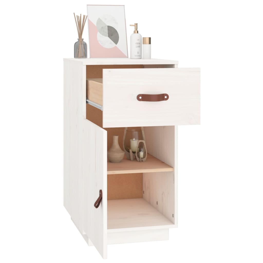 Desk Cabinet White 40x50x75 cm Solid Wood Pine