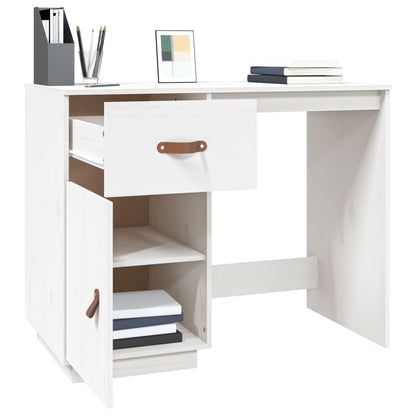 Desk White 95x50x75 cm Solid Wood Pine