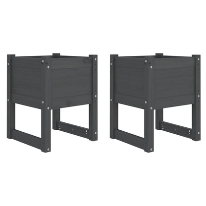 Planters 2 pcs Grey 40x40x52.5 cm Solid Wood Pine