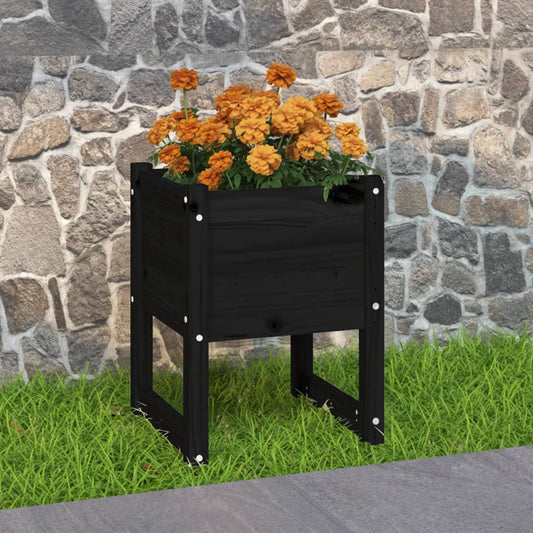 Planter Black 40x40x52.5 cm Solid Wood Pine