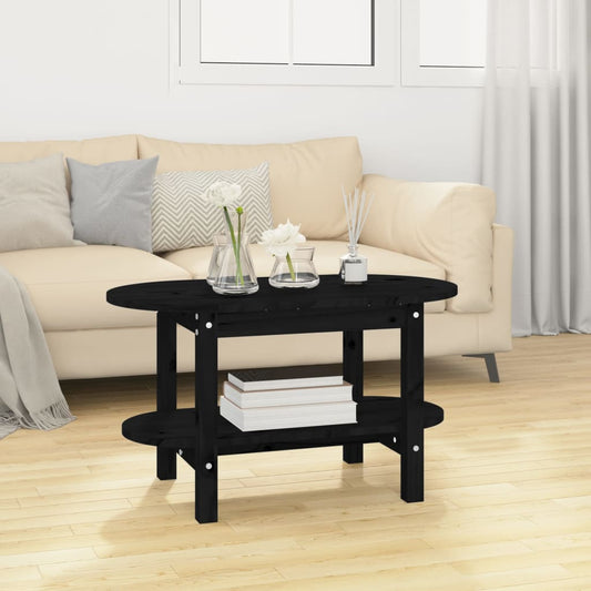 Coffee Table Black 80x45x45 cm Solid Wood Pine
