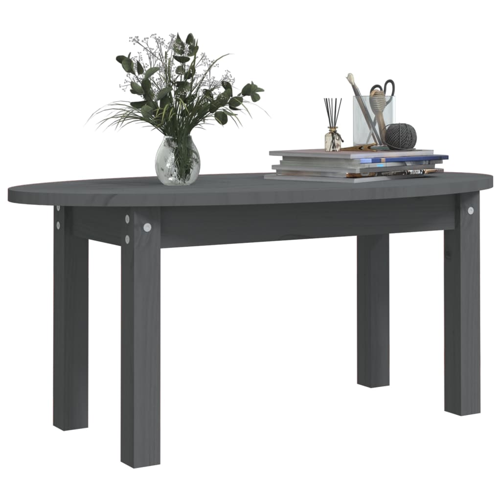 Coffee Table Grey 80x40x35 cm Solid Wood Pine