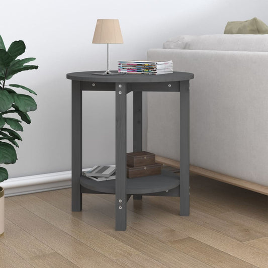 Coffee Table Grey Ø 55x60 cm Solid Wood Pine