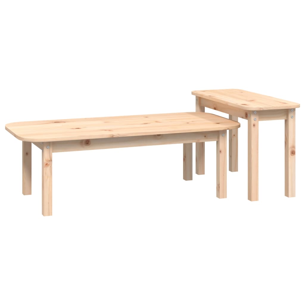 2 Piece Coffee Table Set Solid Wood Pine