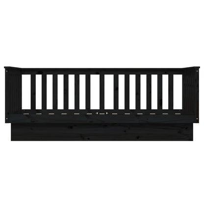 Day Bed without Mattress Black 75x190 cm Small Single Solid Wood Pine