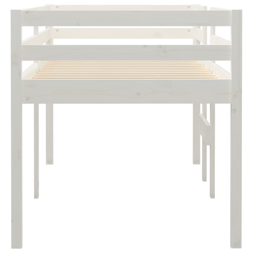 High Sleeper Bed without Mattress White 90x200 cm Solid Wood Pine