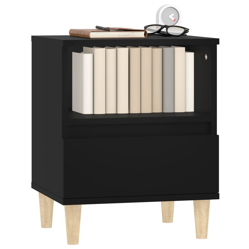 Bedside Cabinet Black 40x35x50 cm