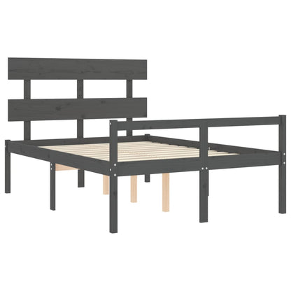 Bed Frame with Headboard Grey 120x200 cm Solid Wood