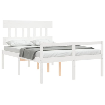 Bed Frame with Headboard White 140x200 cm Solid Wood