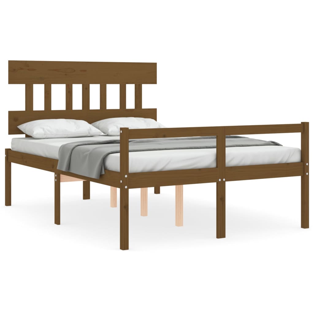 Bed Frame with Headboard Honey Brown 140x200 cm Solid Wood