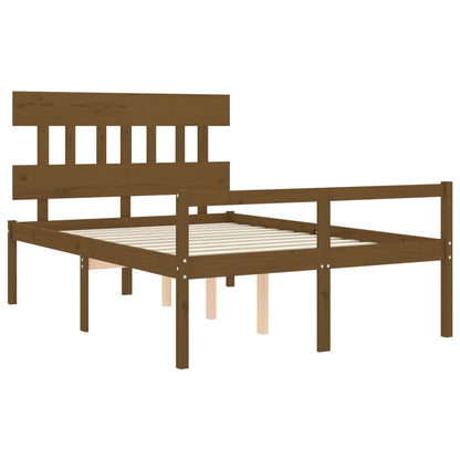 Bed Frame with Headboard Honey Brown 140x200 cm Solid Wood