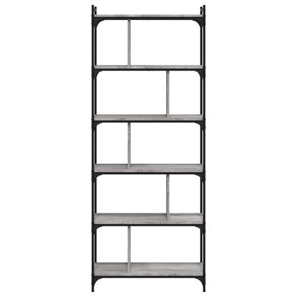 Bookcase 6-Tier Grey Sonoma 76x32x192 cm Engineered Wood