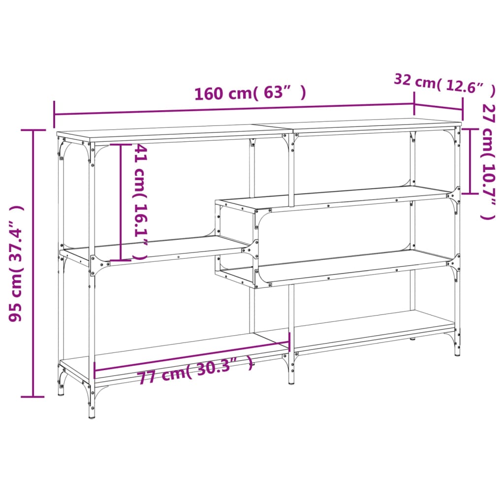 Console Table Smoked Oak 160x32x95 cm Engineered Wood
