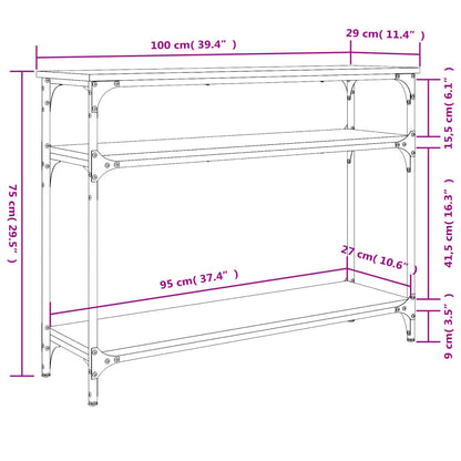 Console Table Brown Oak 100x29x75 cm Engineered Wood
