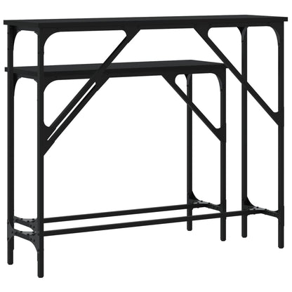 Console Tables 2 pcs Black Engineered Wood