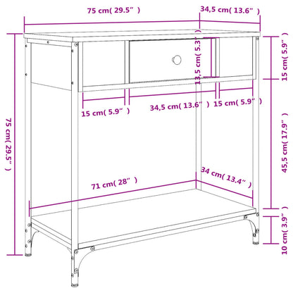 Console Table Smoked Oak 75x34.5x75 cm Engineered Wood