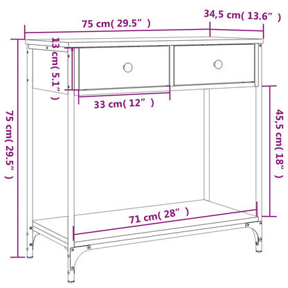 Console Table Grey Sonoma 75x34.5x75 cm Engineered Wood