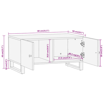 Coffee Table Brown and Black 80x50x40 cm Solid Wood Mango
