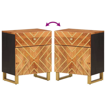 Bedside Cabinet Brown and Black 50x33x60 cm Solid Wood Mango