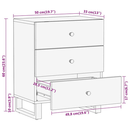 Bedside Cabinet Brown and Black 50x33x60 cm Solid Wood Mango