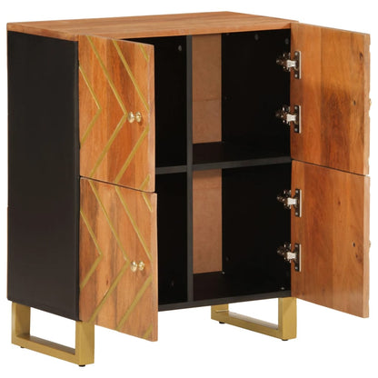 Side Cabinet Brown and Black 60x33.5x75 cm Solid Wood Mango