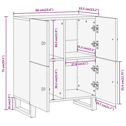 Side Cabinet Brown and Black 60x33.5x75 cm Solid Wood Mango