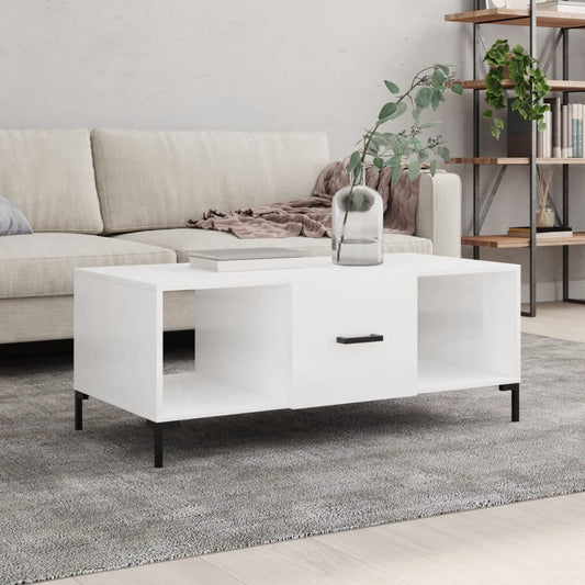 Coffee Table High Gloss White 102x50x40 cm Engineered Wood