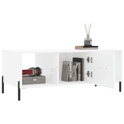 Coffee Table High Gloss White 102x50x40 cm Engineered Wood