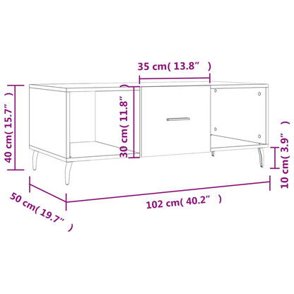 Coffee Table White 102x50x40 cm Engineered Wood