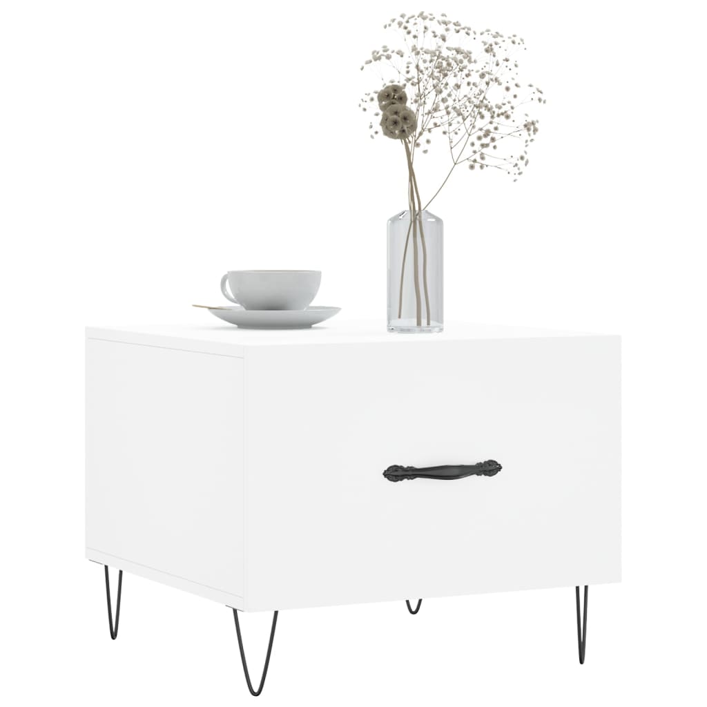 Coffee Table White 50x50x40 cm Engineered Wood